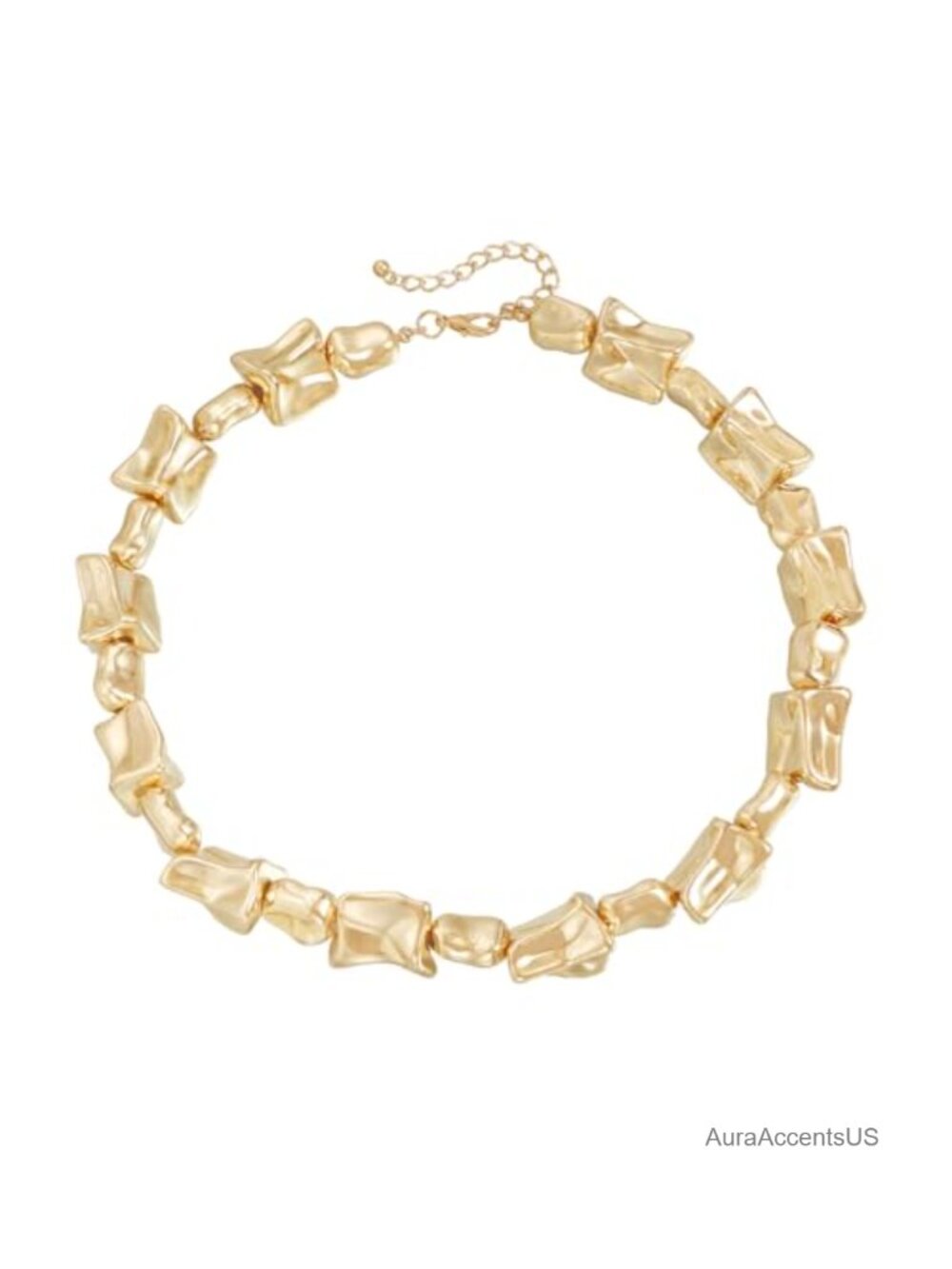 Chunky Irregular Bead Statement Choker Necklace Geometric Metal